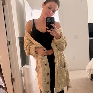 Free People Cream Cable Knit Cardigan